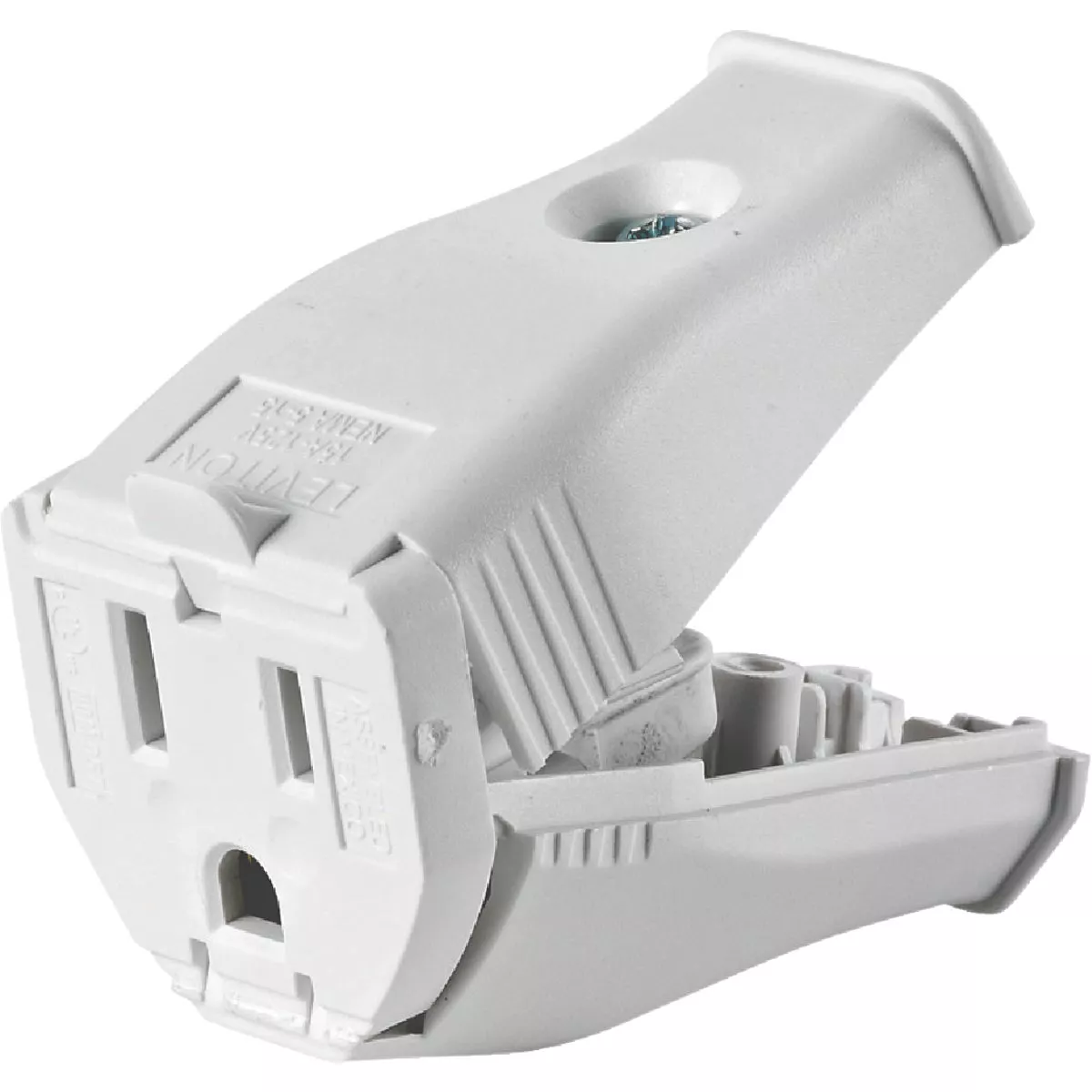 Leviton 15A 125V 3-Wire 2-Pole Clamp Tight Cord Connector, White - photo 2