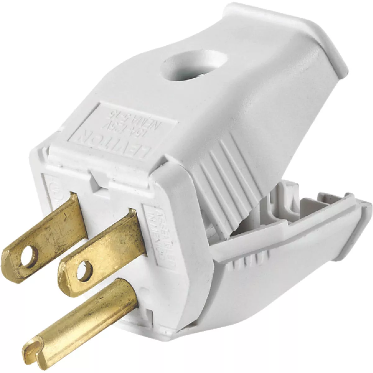 Leviton 15A 125V 3-Wire 2-Pole Clamp Tight Cord Plug, White - photo 2