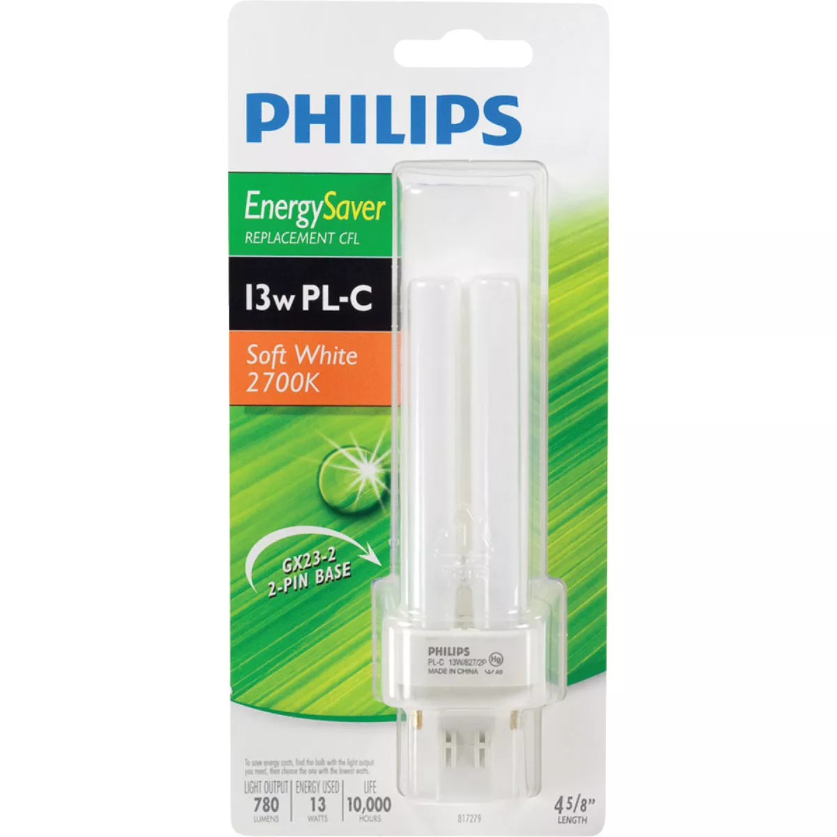 Philips Energy Saver 60W Equivalent Soft White GX23 Base PL-C CFL Light Bulb - photo 2