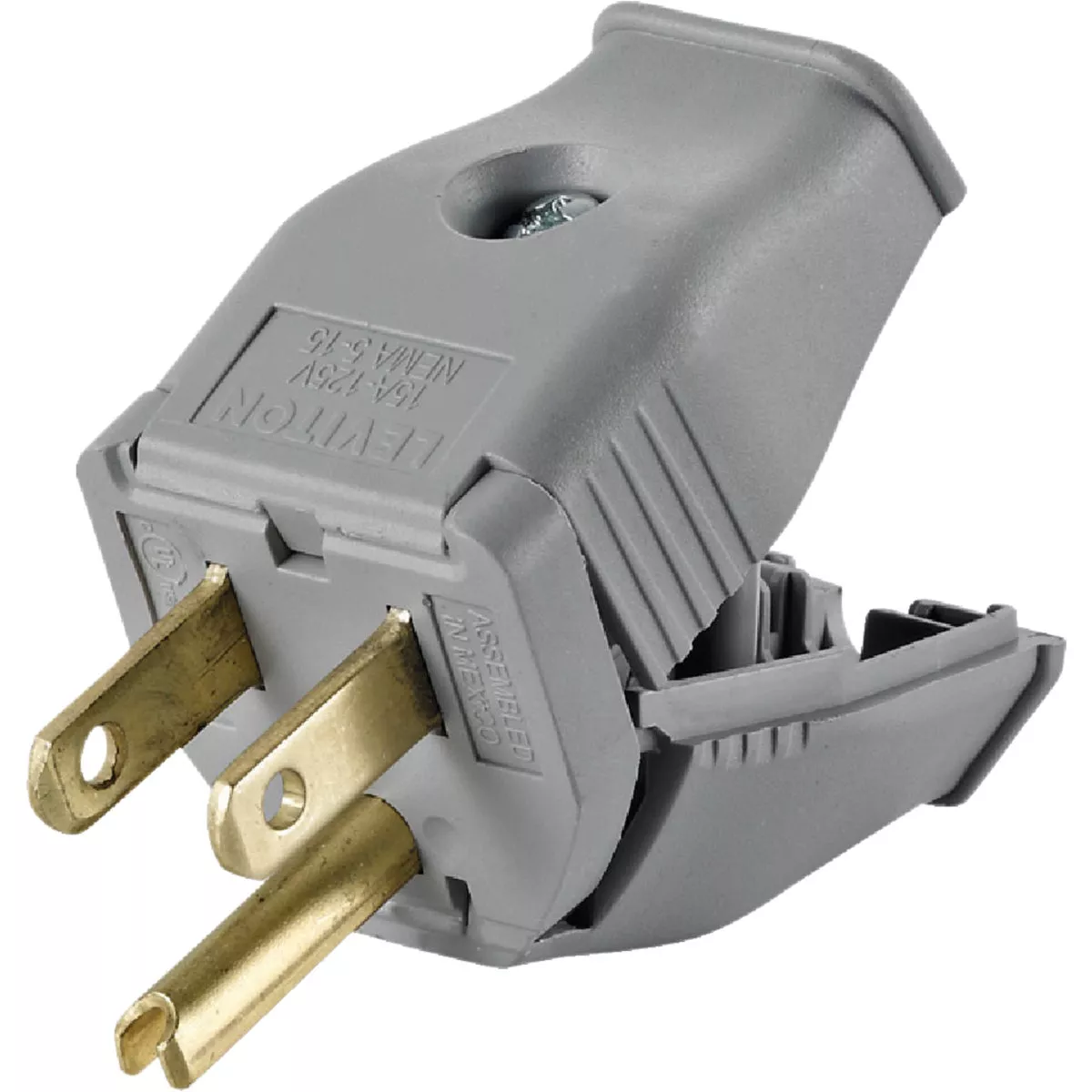 Leviton 15A 125V 3-Wire 2-Pole Clamp Tight Cord Plug, Gray - photo 2
