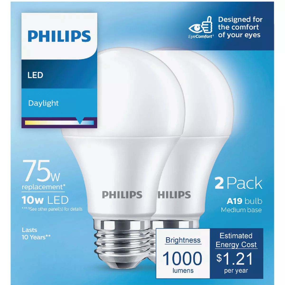 Philips 75W Equivalent Daylight A19 Medium LED Light Bulb (2-Pack) - photo 2