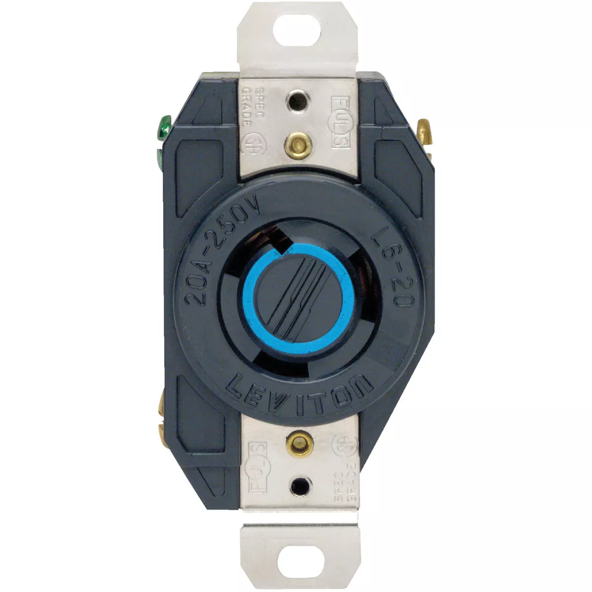 Leviton 20A 250V Black Industrial Grade L6-20R Locking Outlet Receptacle - photo 2