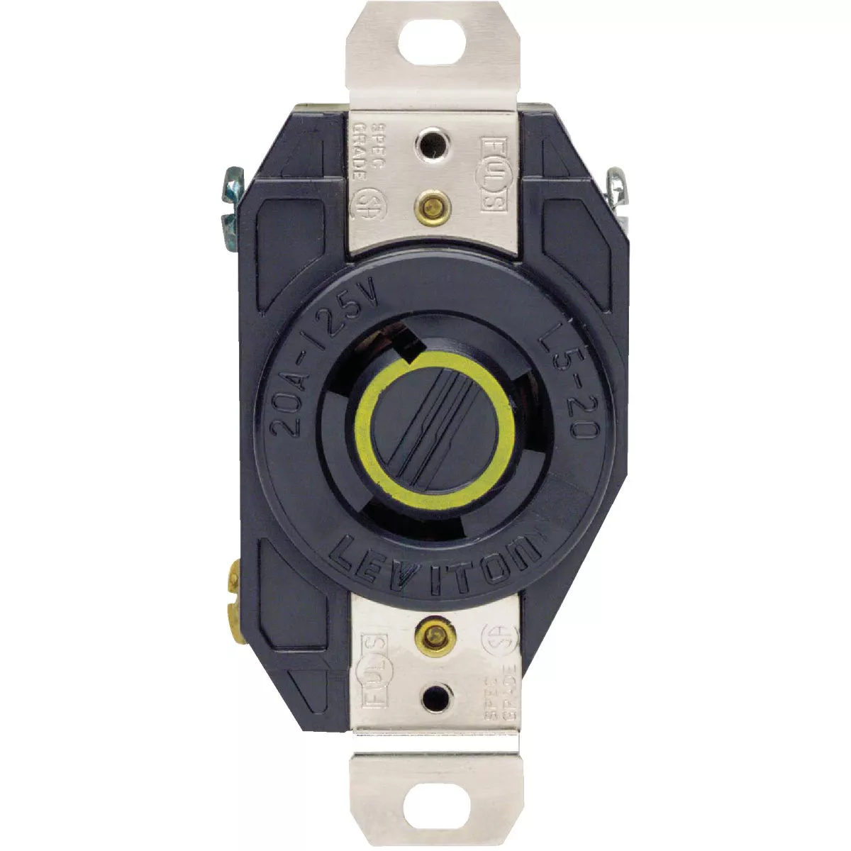 Leviton 20A 125V Black Industrial Grade L5-20R Locking Outlet Receptacle - photo 2