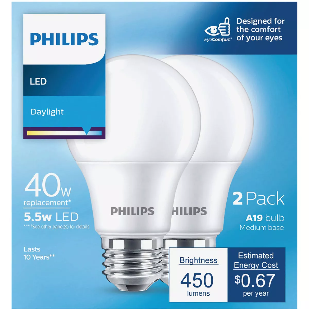 Philips 40W Equivalent Daylight A19 Medium LED Light Bulb (2-Pack) - photo 2