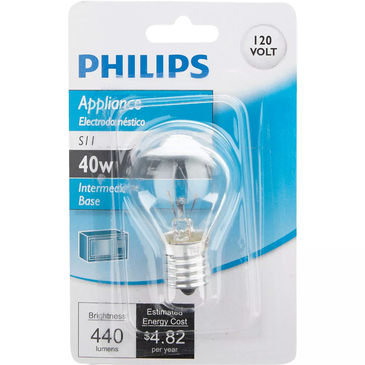 Philips 40W Clear Intermediate S11 Incandescent Appliance Light Bulb - photo 2