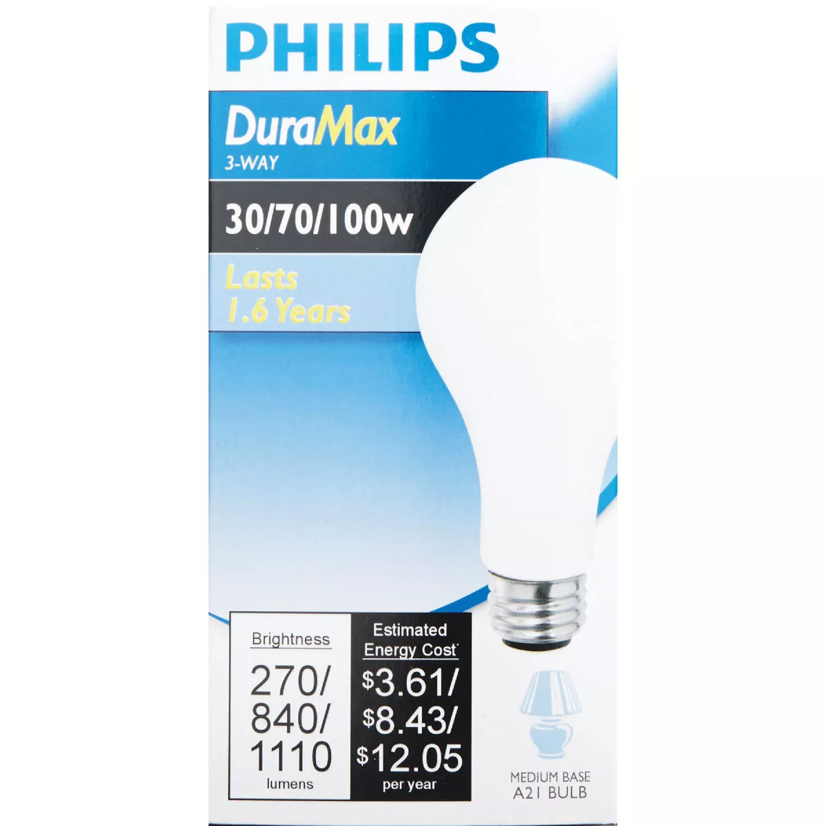 Philips Duramax 30/70/100W Frosted Soft White Medium Base A21 Incandescent 3-Way Light Bulb - photo 2
