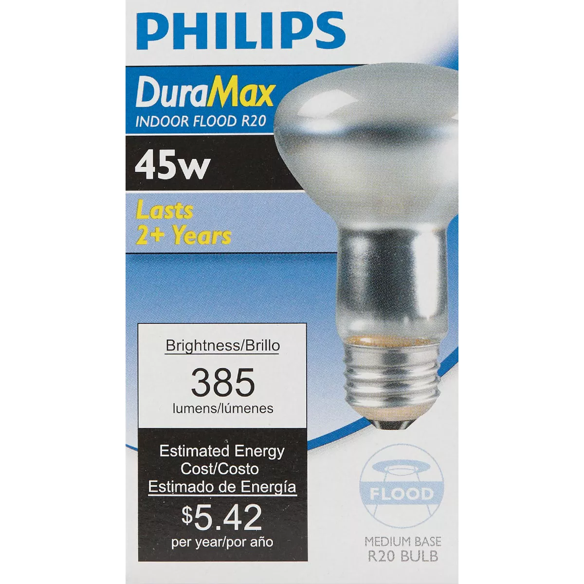 Philips DuraMax 45W Frosted Indoor Medium Base R20 Incandescent Floodlight Light Bulb - photo 2