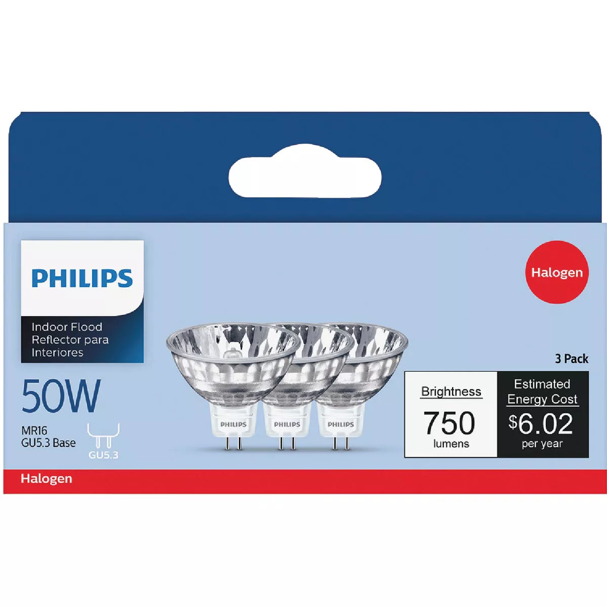 Philips 60W Equivalent Clear GU5.3 Base MR16 Halogen Floodlight Light Bulb (3-Pack) - photo 2