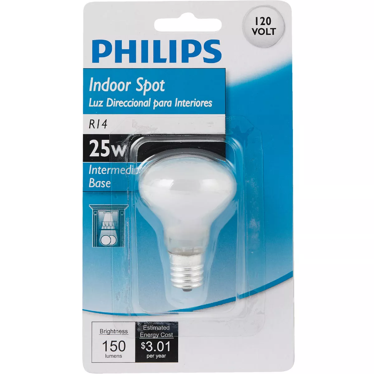 Philips 25W Frosted Intermediate R14 Indoor Incandescent Mini Spotlight Light Bulb - photo 2