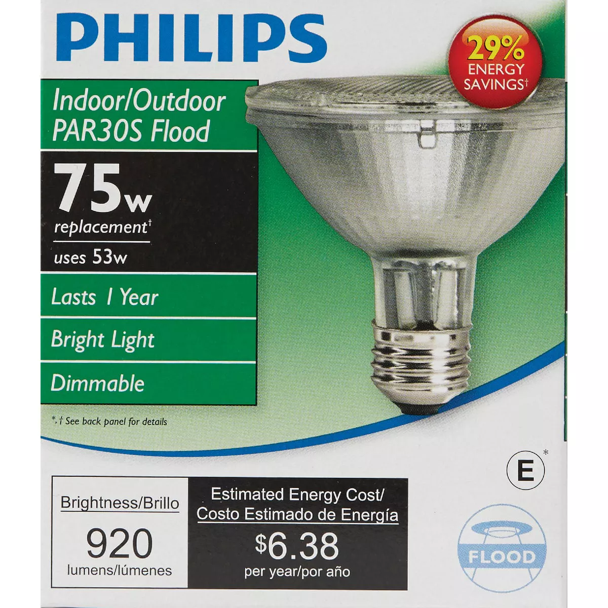 Philips EcoVantage 75W Equivalent Medium Base PAR30S Short Neck Halogen Floodlight Light Bulb - photo 2