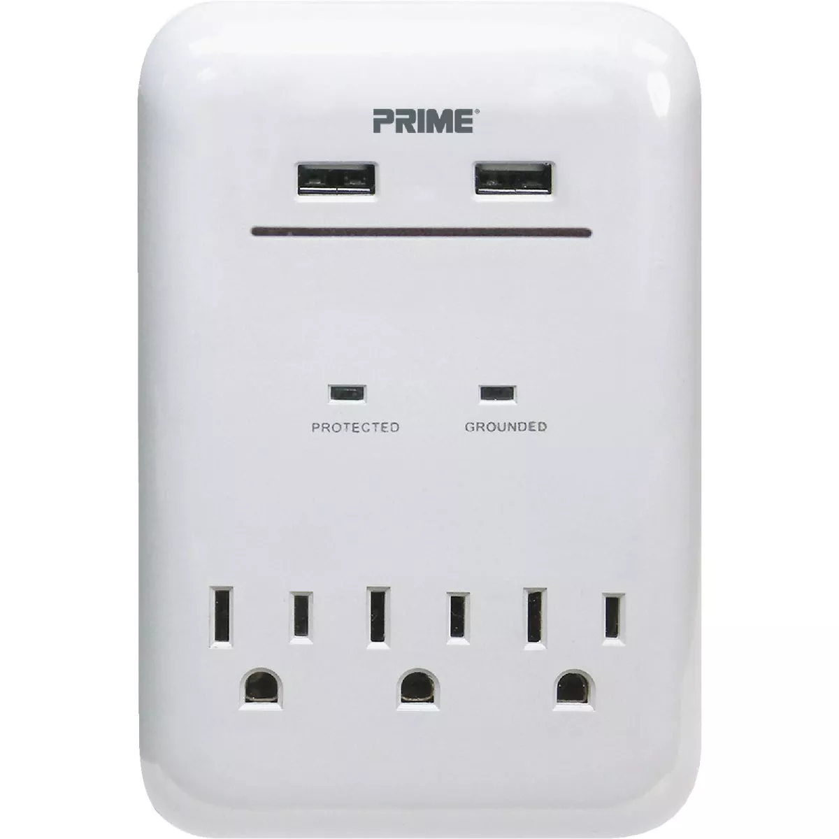 Prime Wire & Cable 3 Power & 2 USB White Wall Charger