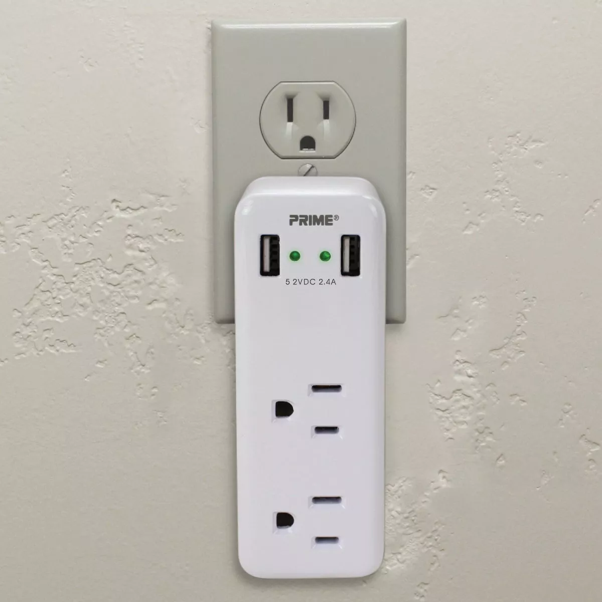 Prime Wire & Cable 2 Power & 2 USB White Space Saving USB Wall Charger - photo 2