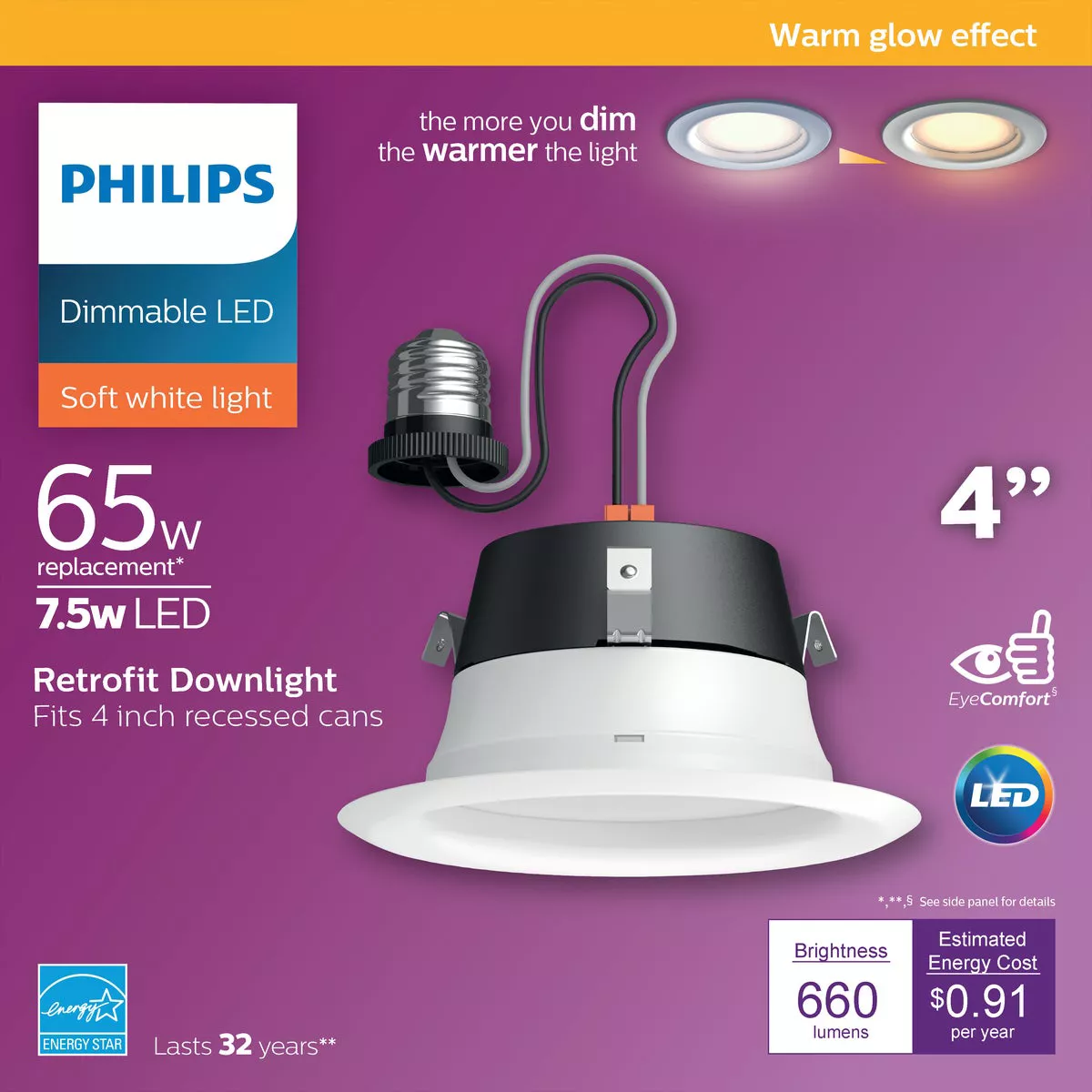 Philips Warm Glow 4 In. Retrofit IC/Non-IC Rated White LED Recessed Light Kit - photo 2