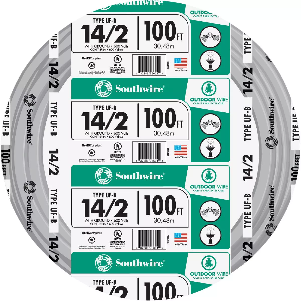 Southwire 100 Ft. 14 AWG 2-Conductor UFW/G Electrical Wire Southwire 100 Ft. 14 AWG 2-Conductor UFW/G Electrical Wire