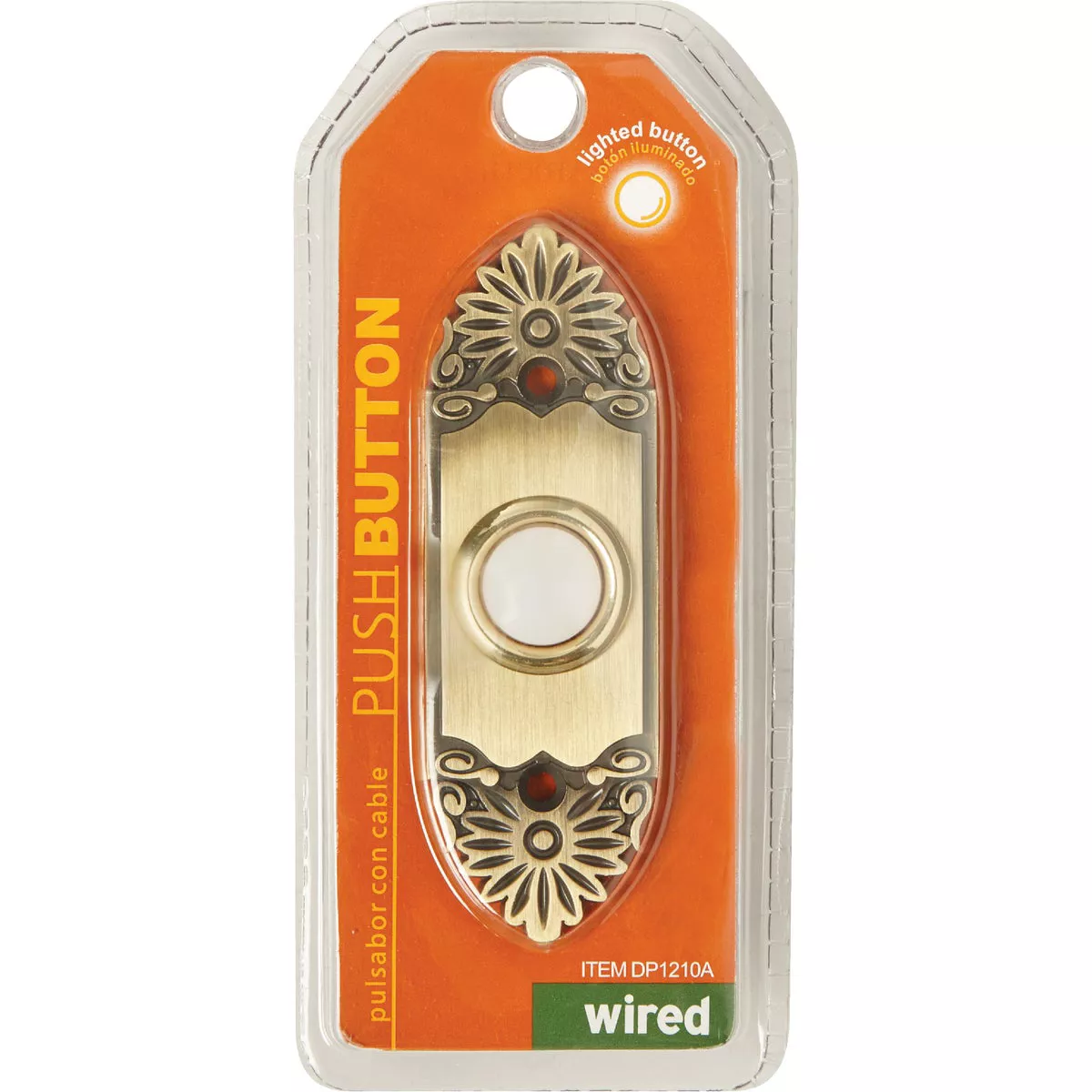 IQ America Wired Antique Brass Scroll Lighted Doorbell Button - photo 2