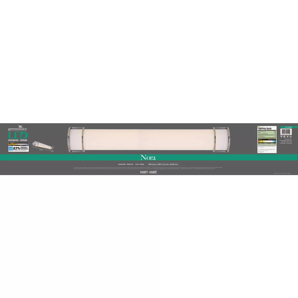 Canarm Nora 36 In. Brushed Nickel 2400 Lm. LED Bath Light Bar - photo 2