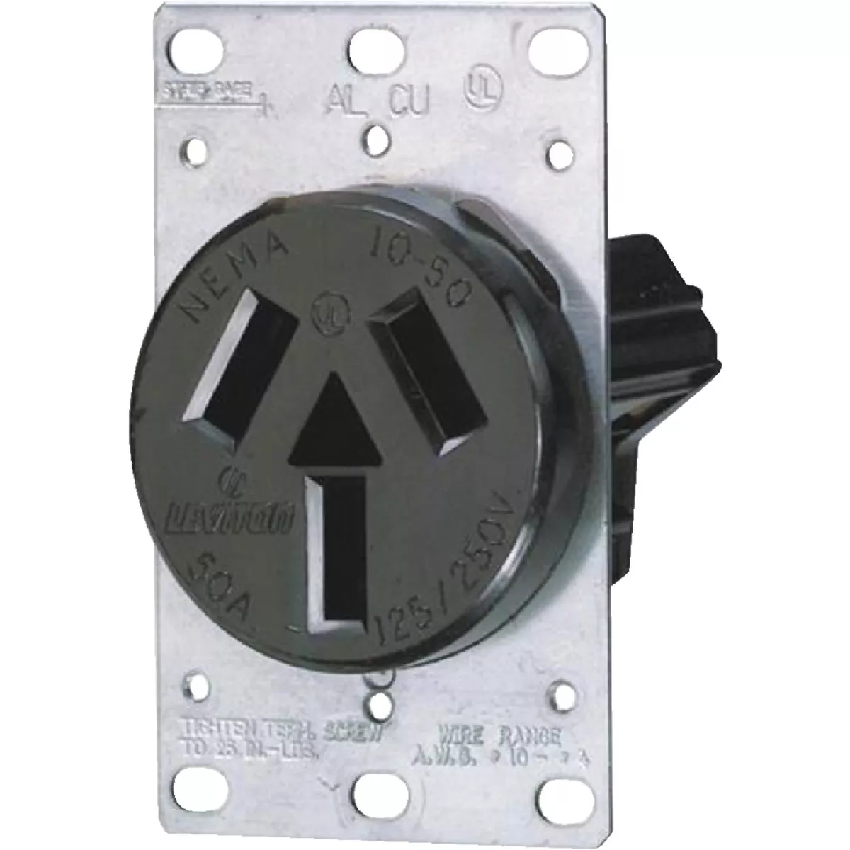 Leviton 50A Flush Mount Black 10-50R Non-Grounding Range Power Outlet - photo 2