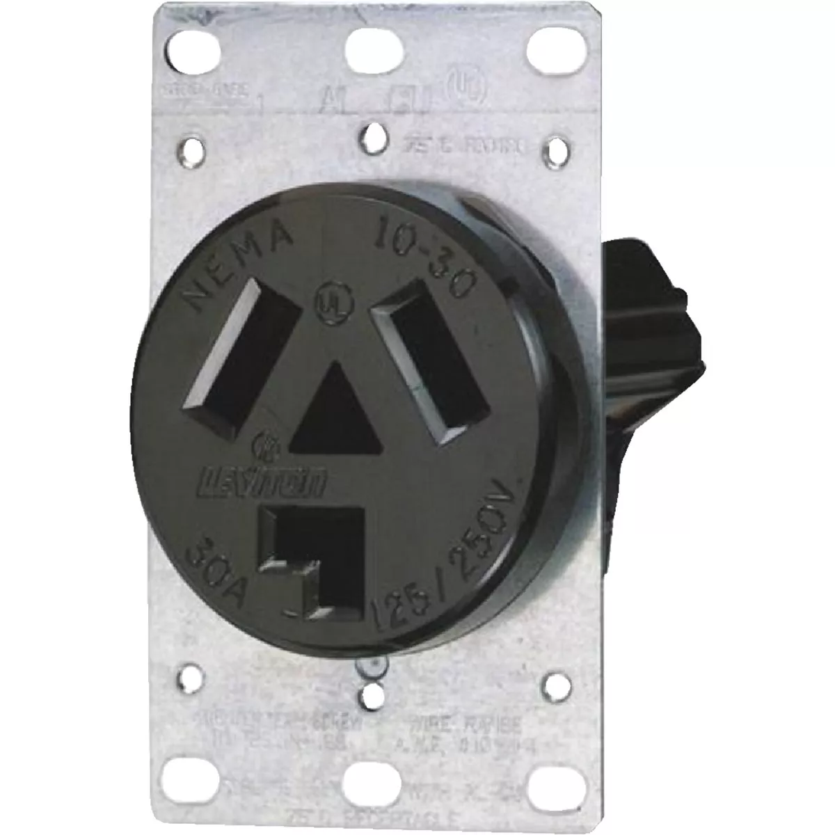 Leviton 30A Flush Mount Black 10-30R 3-Wire Dryer Power Outlet - photo 2