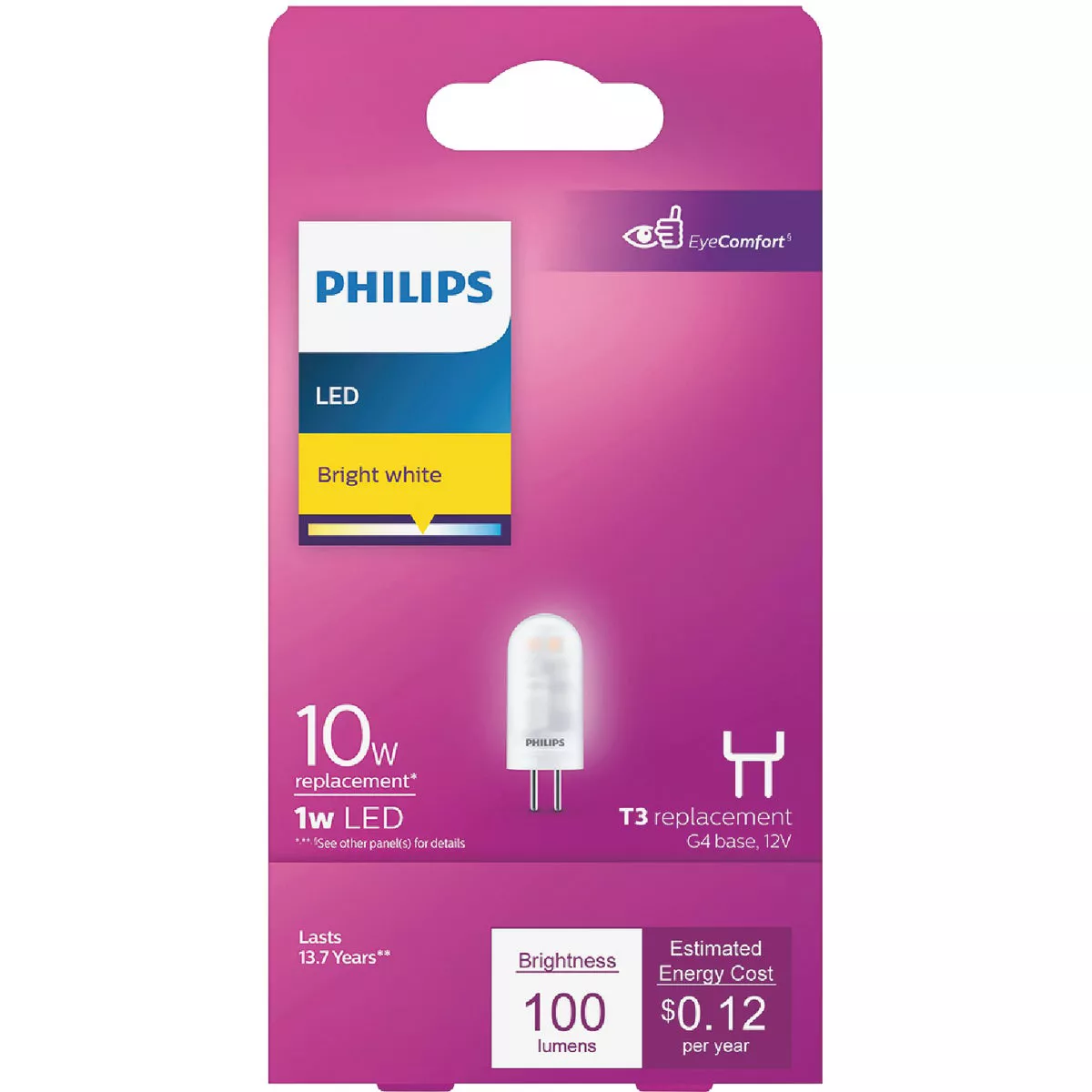 Philips 1W Clear T3 Bi-Pin LED Landscape Low Voltage Light Bulb - photo 2