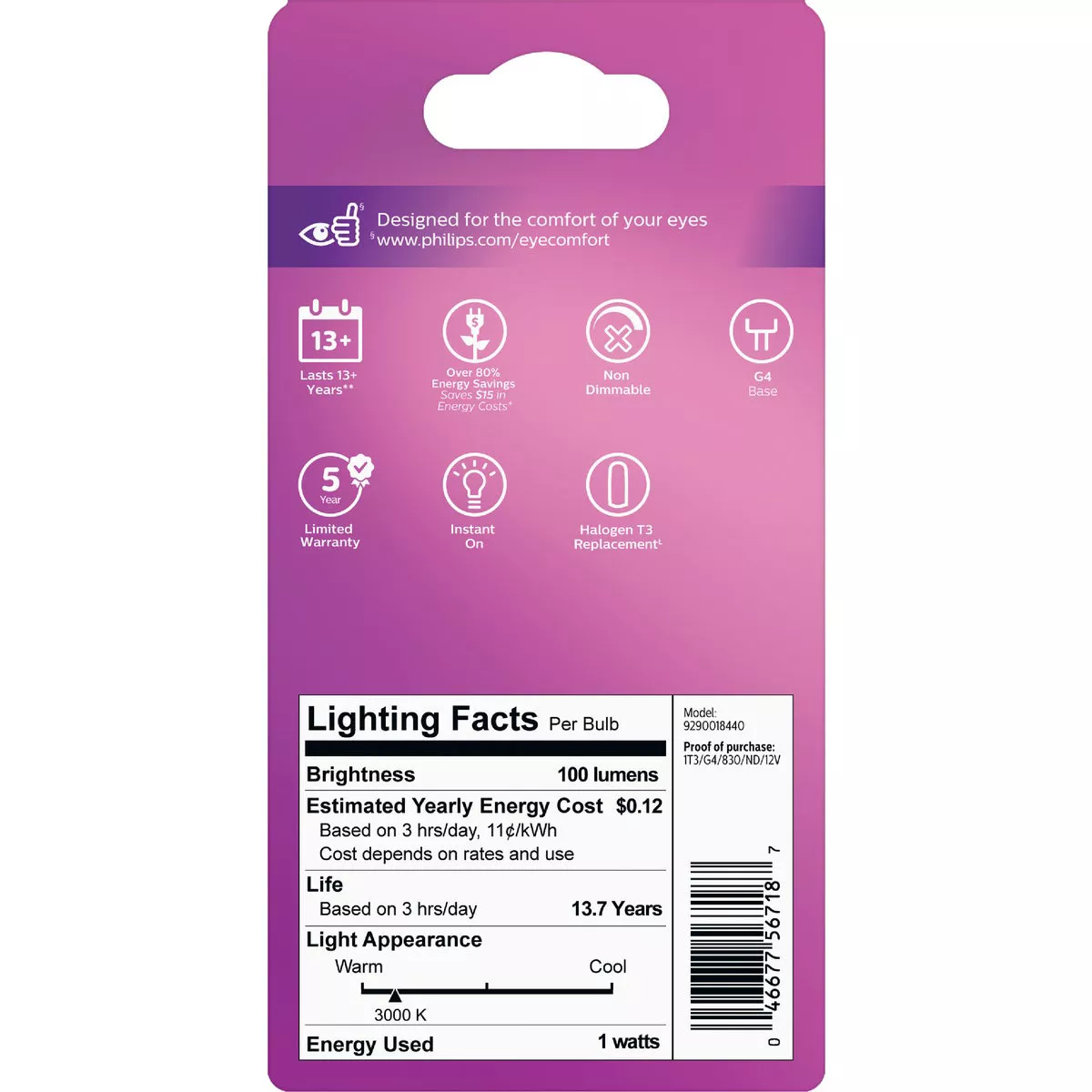 Philips 1W Clear T3 Bi-Pin LED Landscape Low Voltage Light Bulb - photo 4