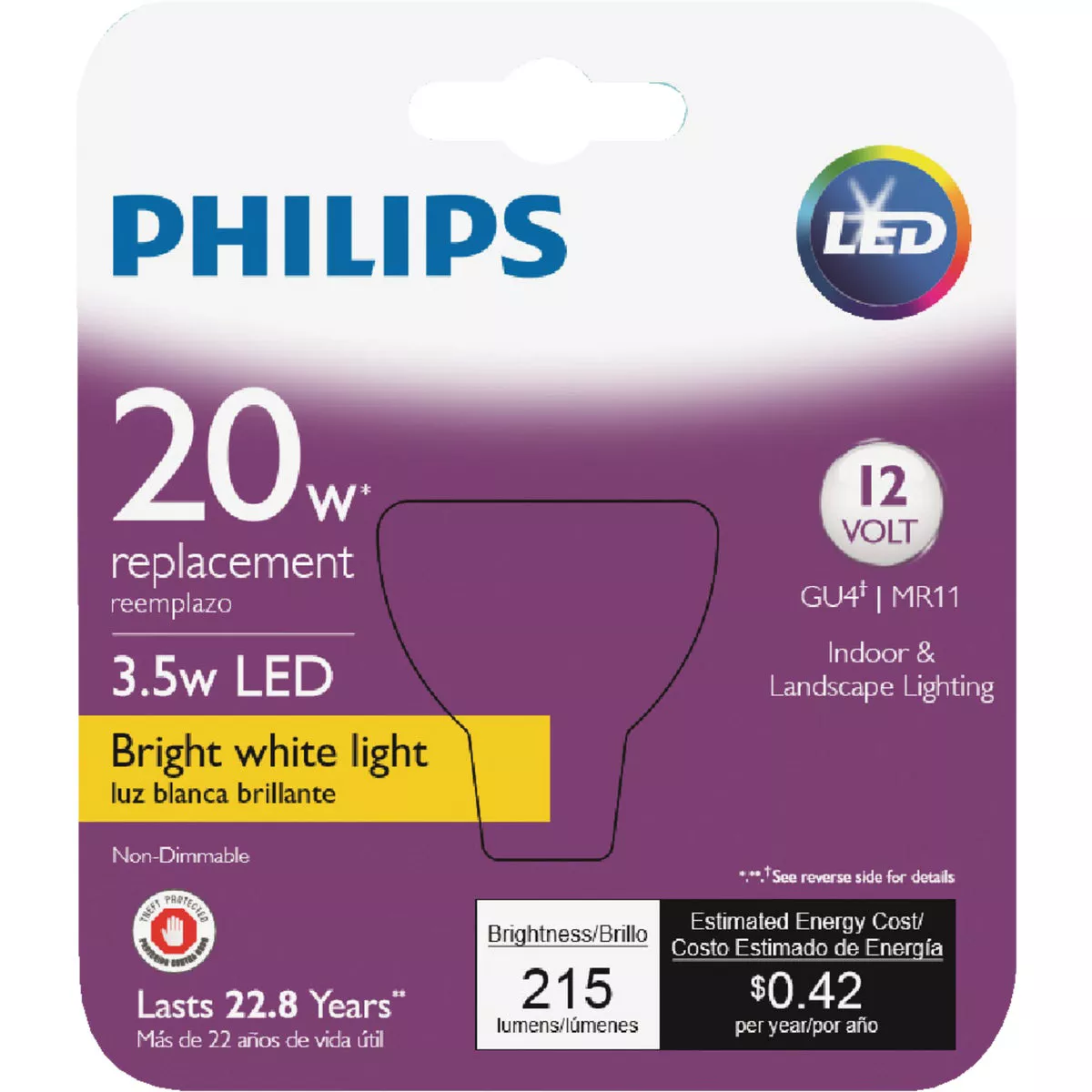 Philips 20W Equivalent Bright White MR11 GU4 Bi-Pin LED Floodlight Light Bulb - photo 2