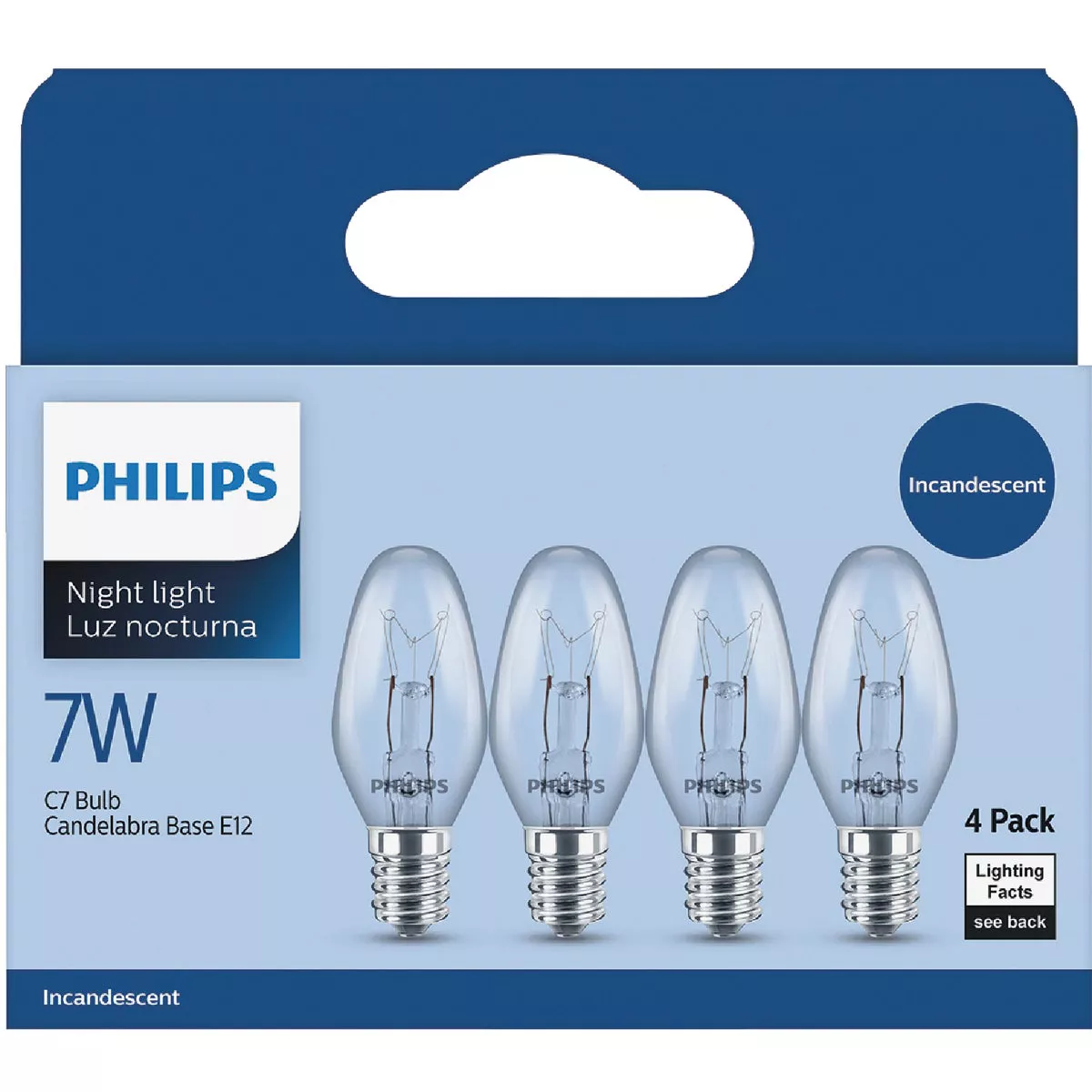 Philips 7W Clear Candelabra C7 Incandescent Night Light Bulb (4-Pack) - photo 2