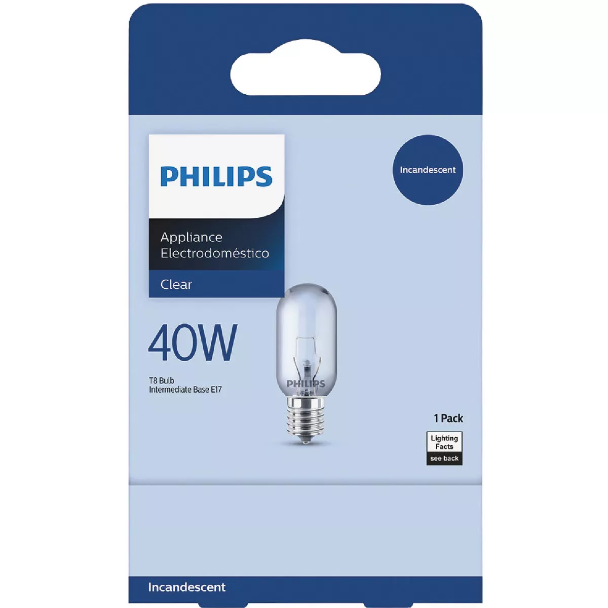 Philips 40W Clear Intermediate T8 Incandescent Appliance Light Bulb - photo 2