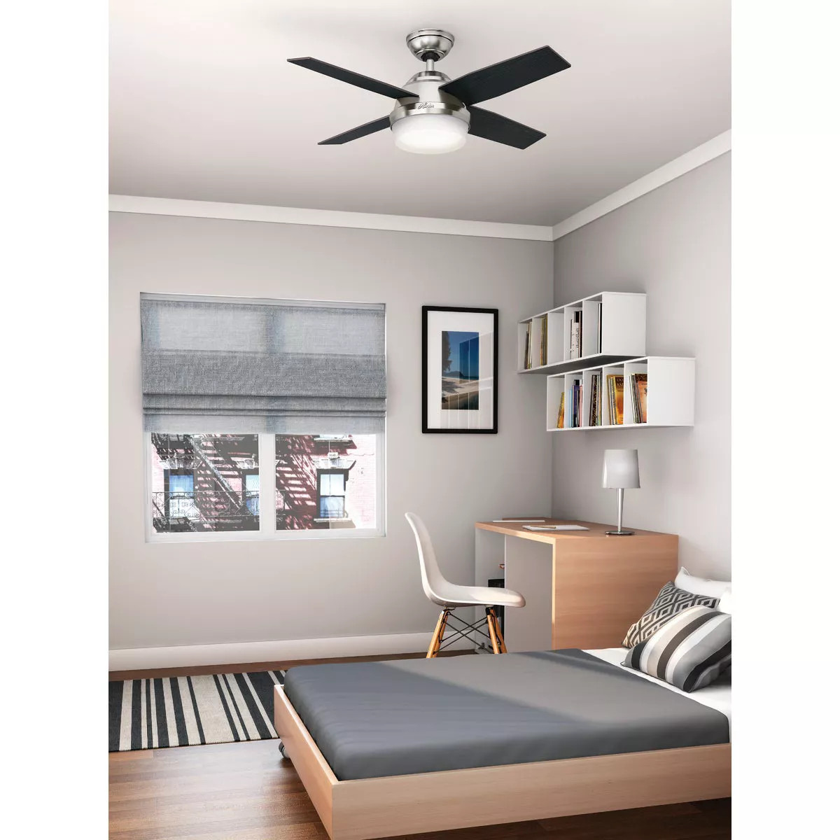 Hunter Dempsey 44 In. Brushed Nickel Ceiling Fan with Light Kit and Handheld Remote Control - photo 2