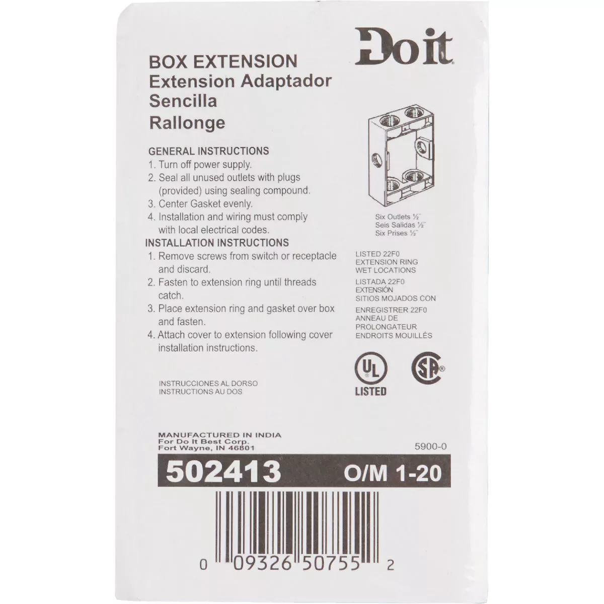 Bell 6-Outlet 1/2 In. NPT Die-Cast Aluminum Weatherproof Outdoor Box Extension Adapter - photo 2