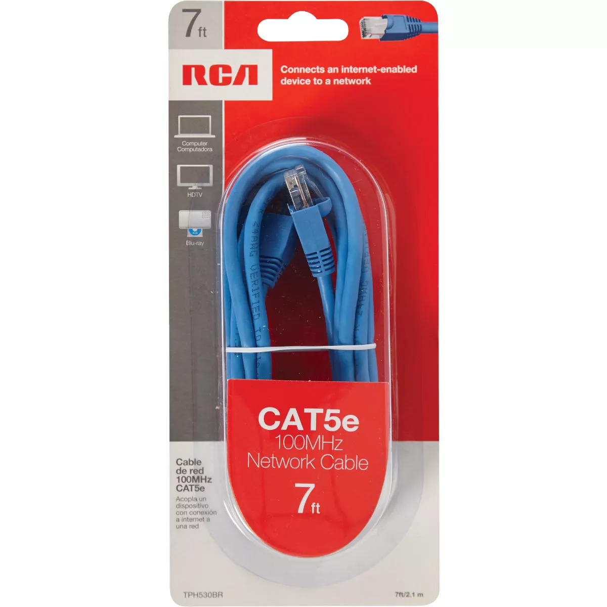 RCA 7 Ft. CAT-5 Blue Network Cable - photo 2