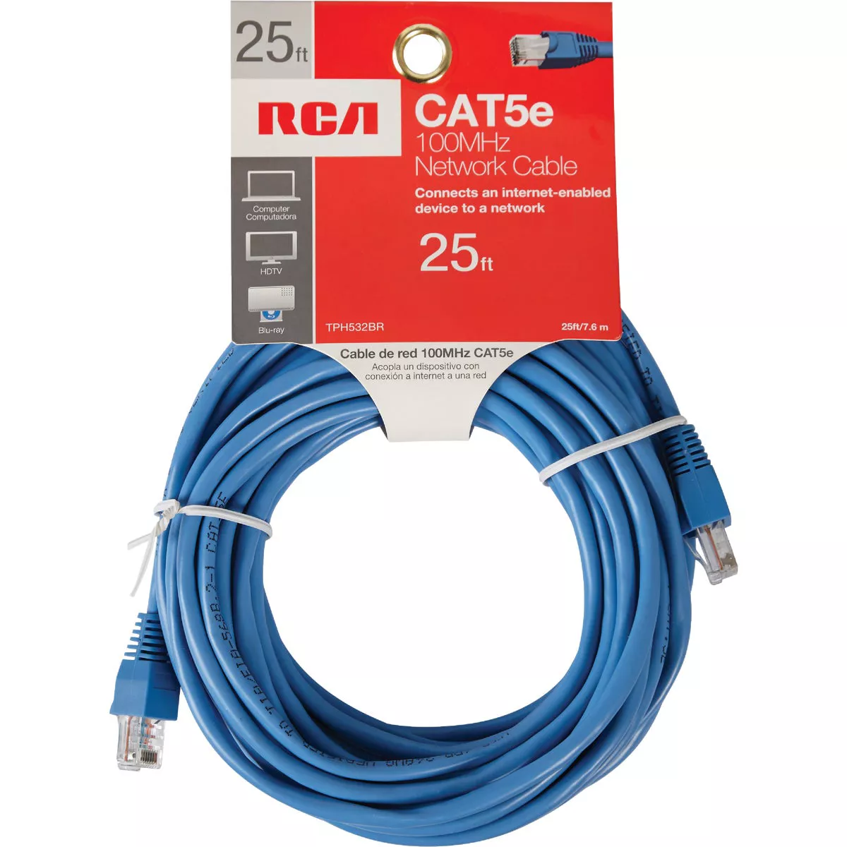 RCA 25 Ft. CAT-5 Blue Network Cable - photo 2