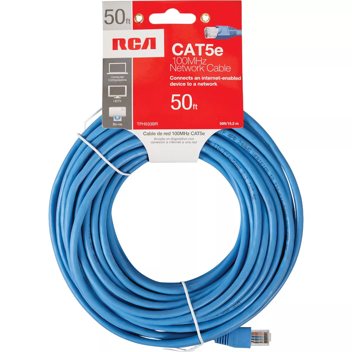 RCA 50 Ft. CAT-5 Blue Network Cable - photo 2