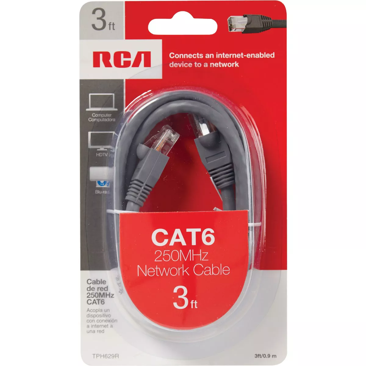 RCA 3 Ft. CAT-6 Gray Network Cable - photo 2