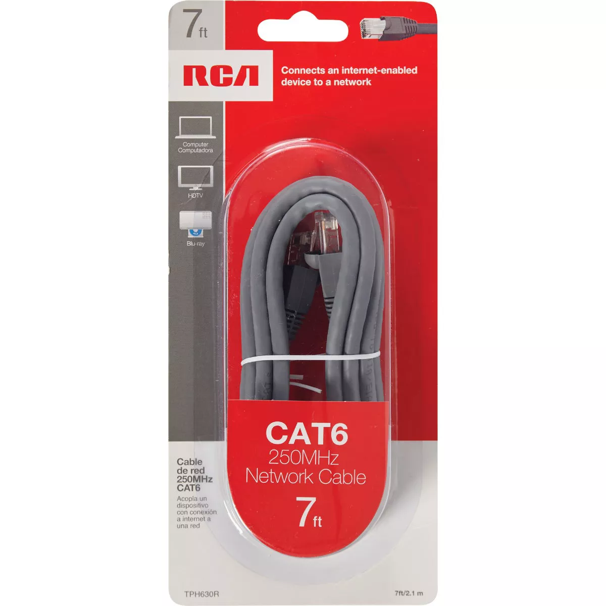 RCA 7 Ft. CAT-6 Gray Network Cable - photo 2