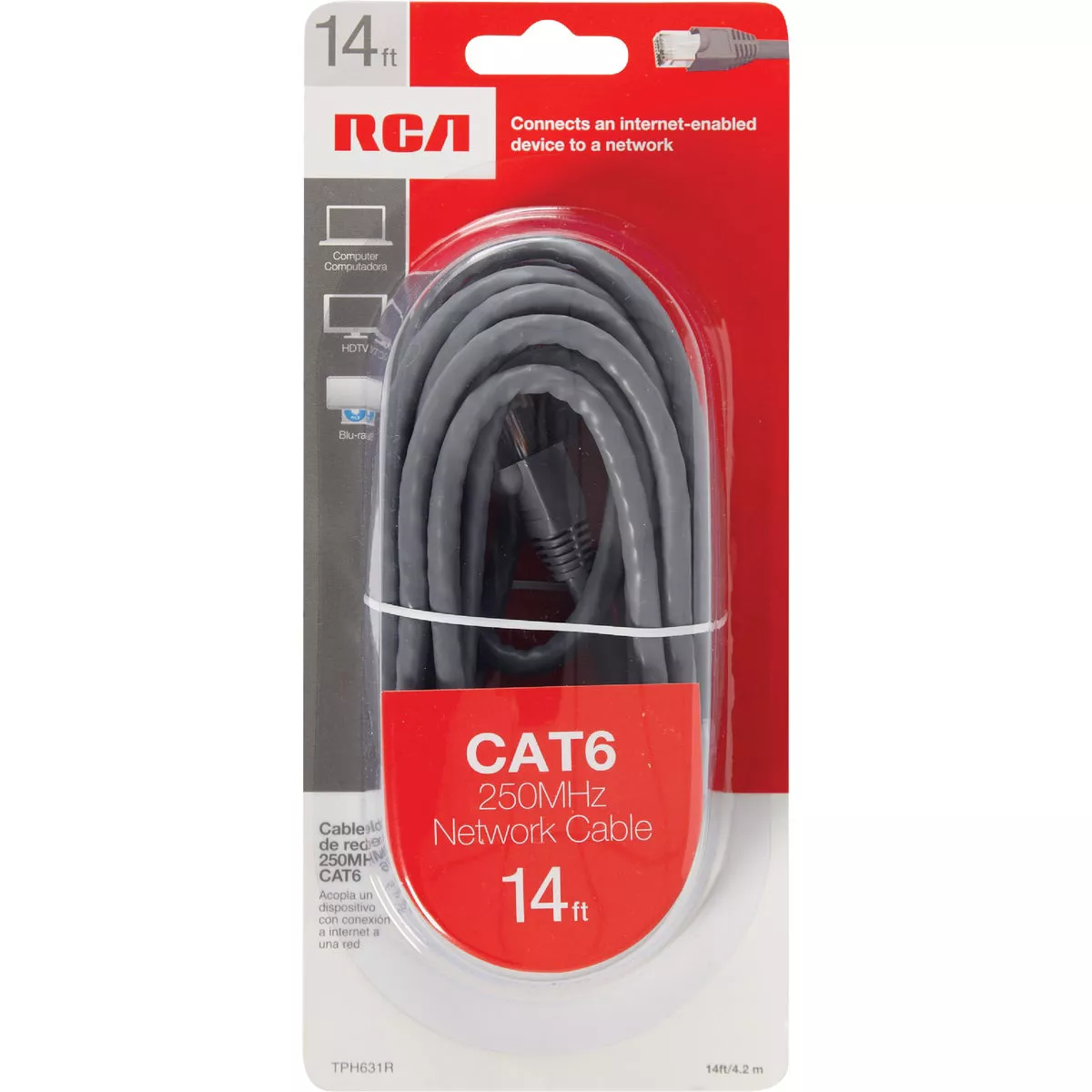 RCA 14 Ft. CAT-6 Gray Network Cable - photo 2