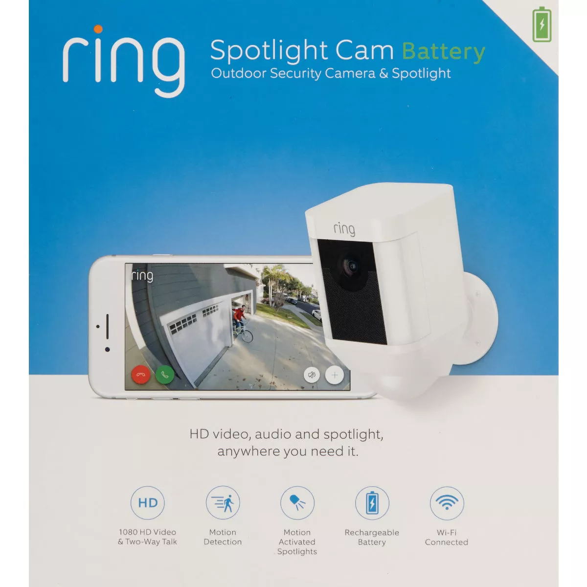 Ring Wireless Indoor/Outdoor White Security Camera with Spotlight - photo 2
