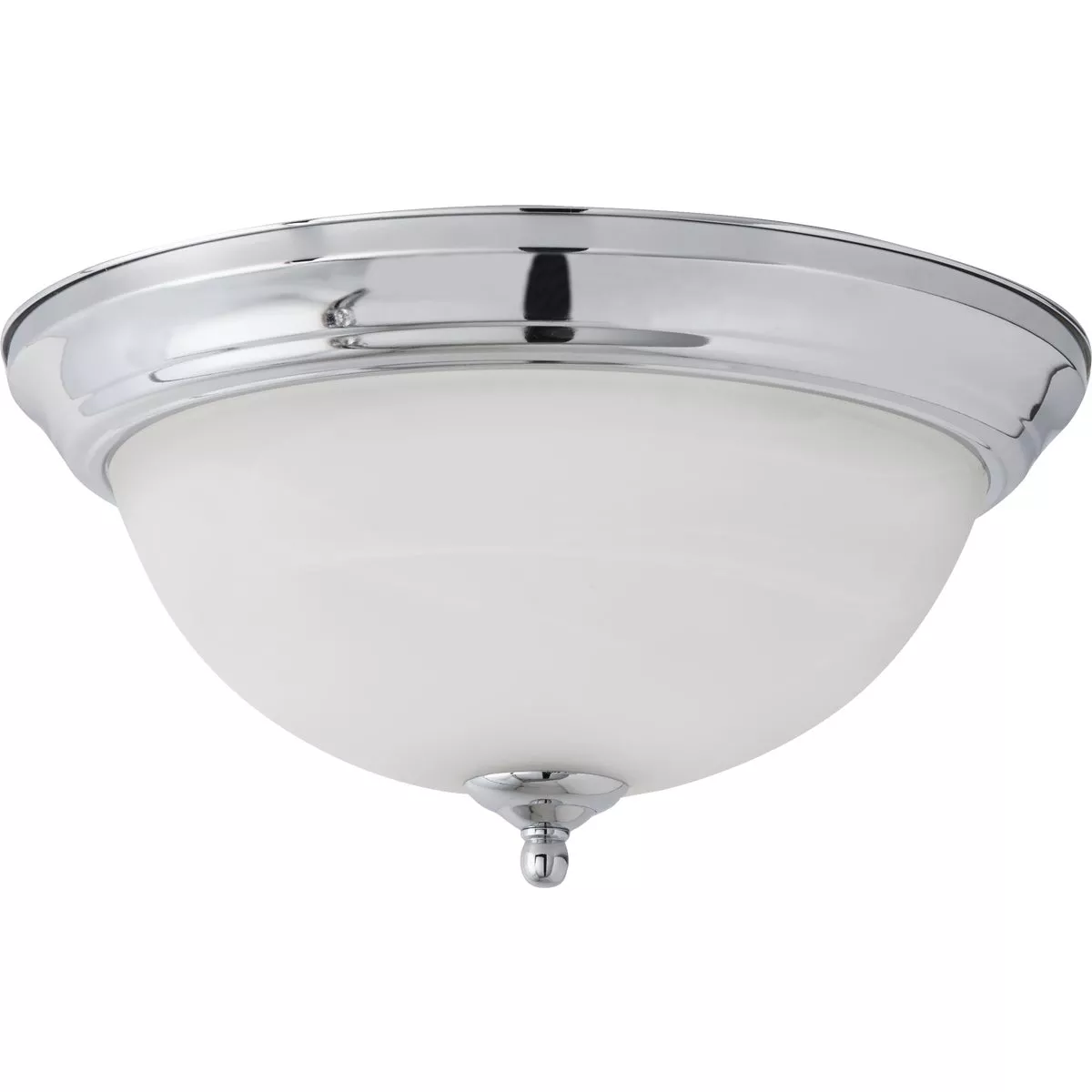 Home Impressions 13 In. Chrome Flush Mount Incandescent Ceiling Light Fixture with Alabaster Glass - photo 2