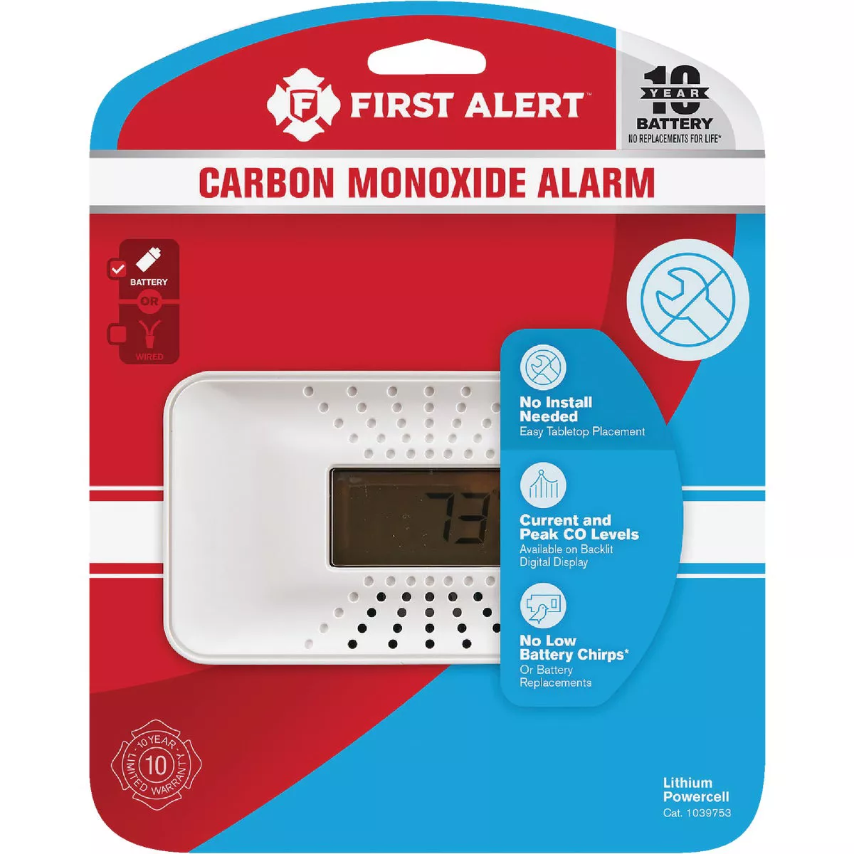 First Alert CO710 10-Year Battery Electrochemical Multi Function Carbon Monoxide Alarm - photo 2