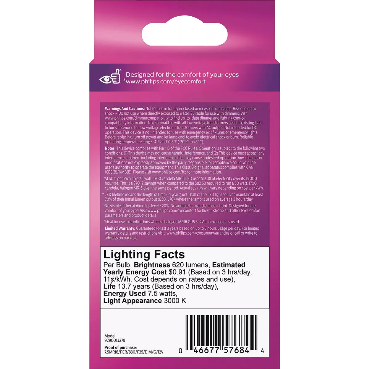 Philips Classic Glass 50W Equivalent Bright White MR16 GU5.3 LED Floodlight Light Bulb - photo 3