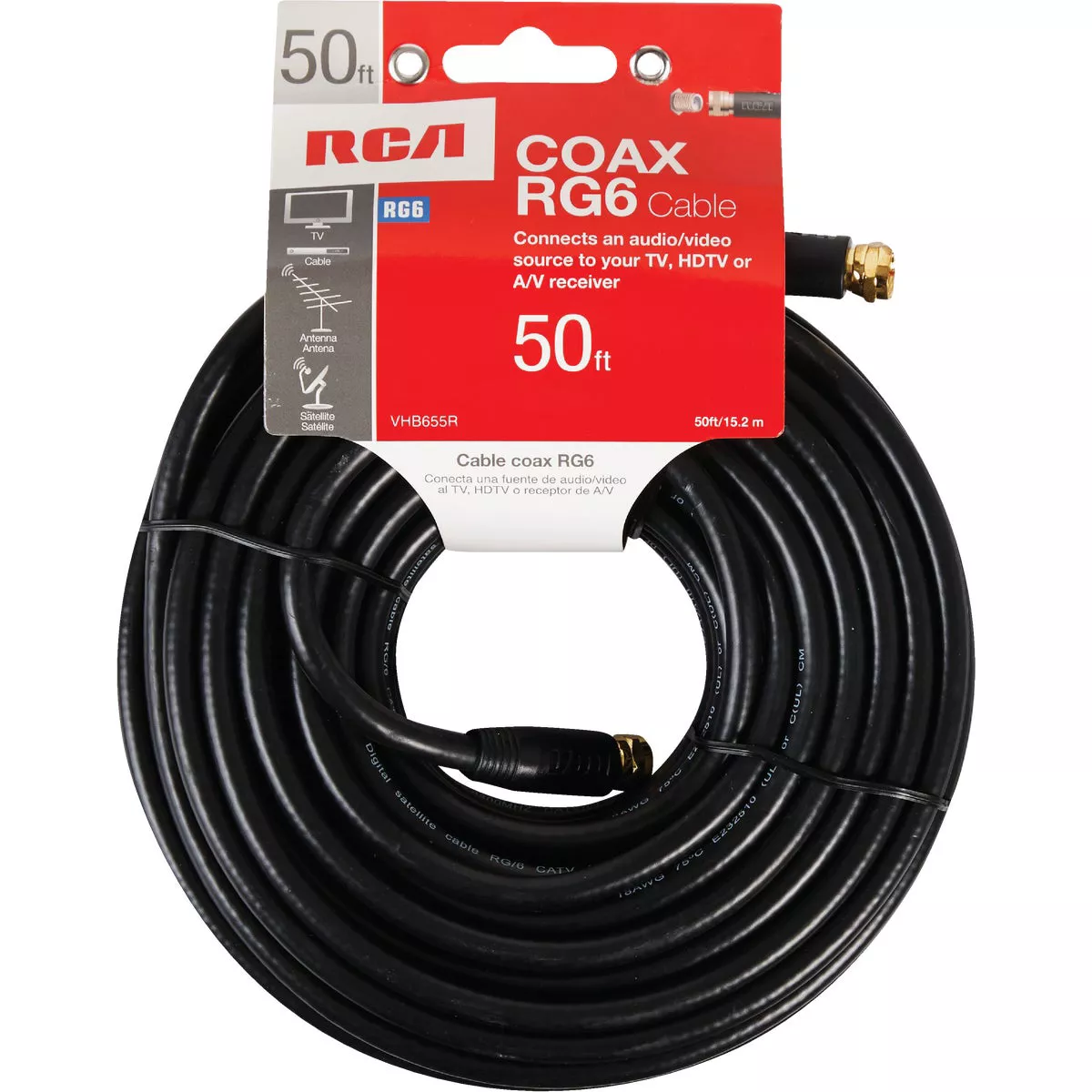 RCA 50 Ft. Black Digital RG6 Coaxial Cable - photo 2