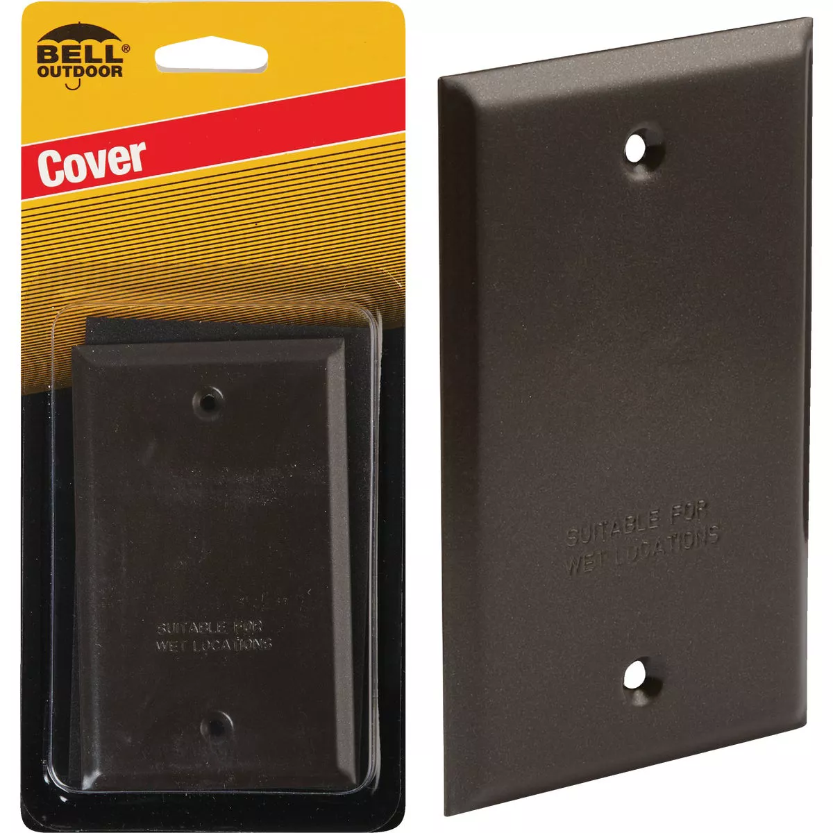Bell Single Gang Rectangular Die-Cast Metal Bronze Blank Outdoor Box Cover