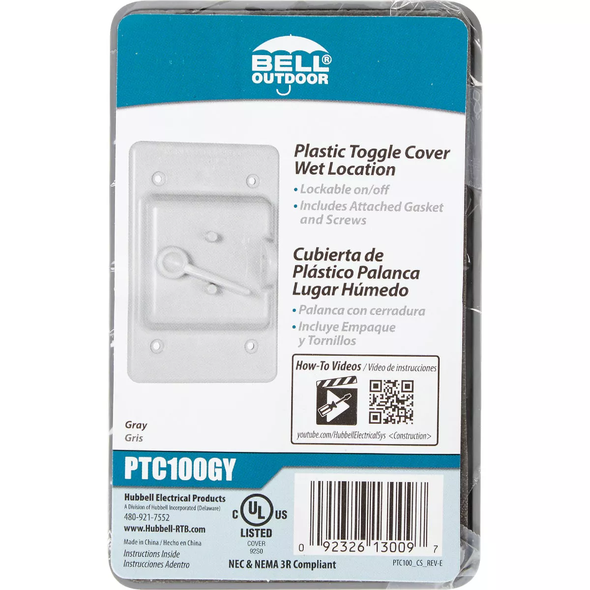 Bell Gray Single Gang Vertical Mount Weatherproof Polycarbonate Outdoor Switch Cover - photo 2