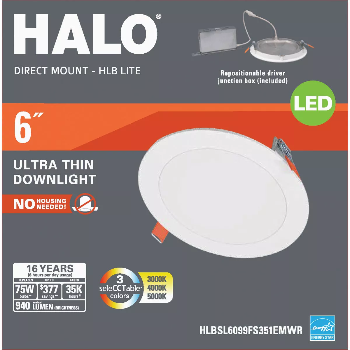 Halo 6 in. Color Selectable New Construction or Remodel Canless Recessed Integrated LED Kit - photo 2