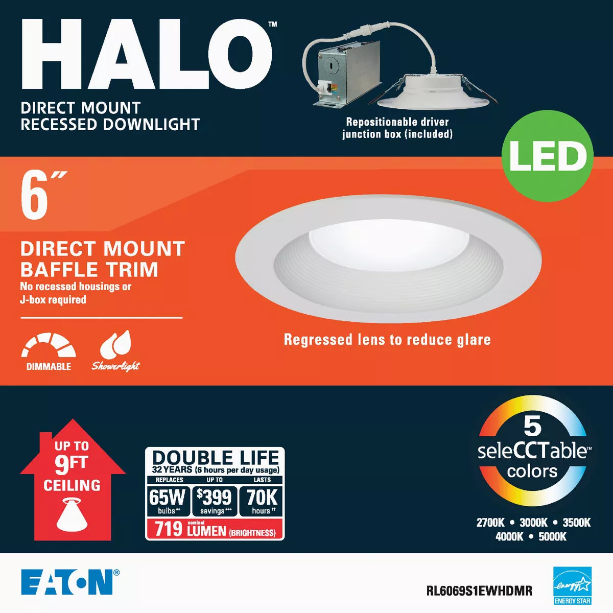HALO 6 in. Color Selectable (2700K-5000K) Remodel Canless Recessed Integrated LED Kit - photo 2