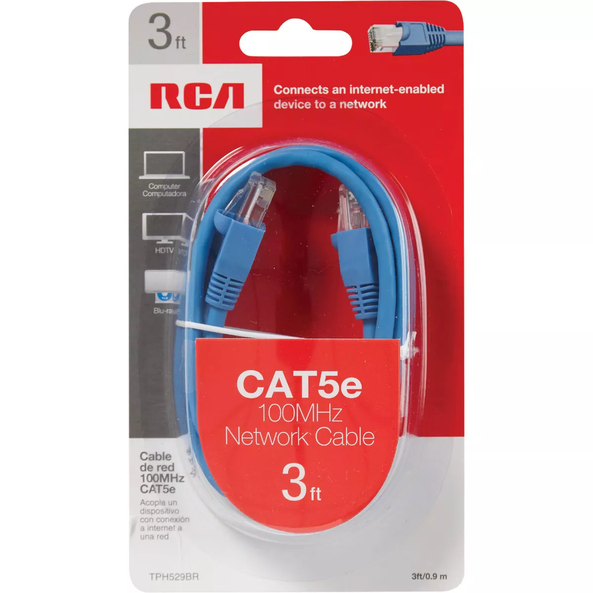 RCA 3 Ft. CAT-5 Blue Network Cable - photo 2