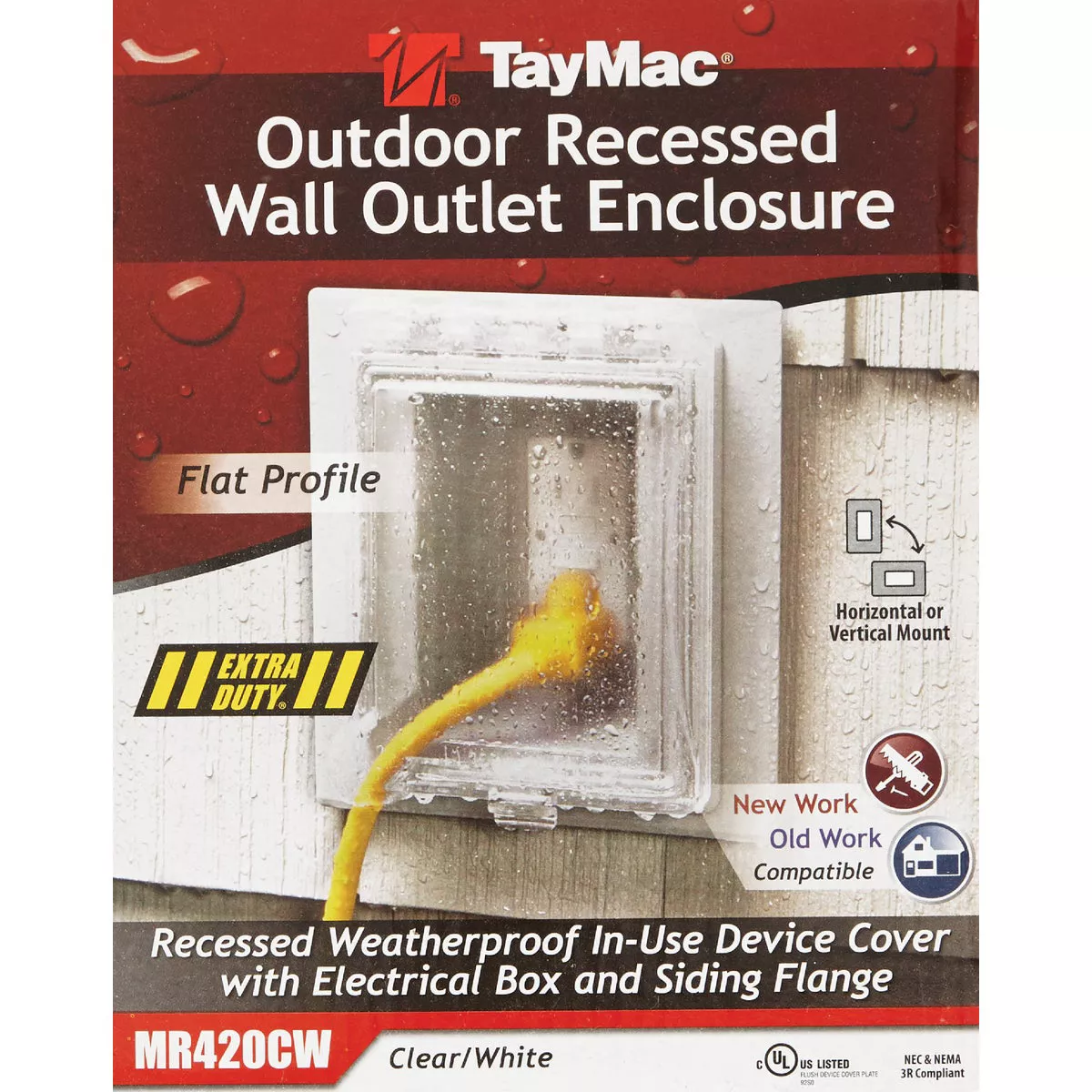 TayMac White Vertical/Horizontal Non-Metallic Recessed Outdoor Outlet Kit - photo 2