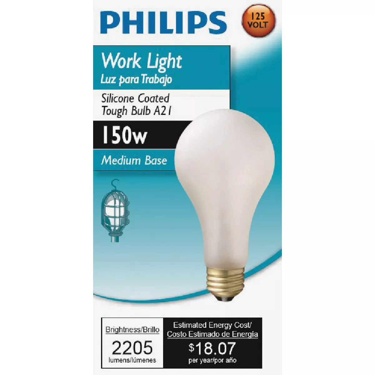 Philips 150W Frosted Medium Soft White A21 Incandescent Rough Service Light Bulb - photo 2