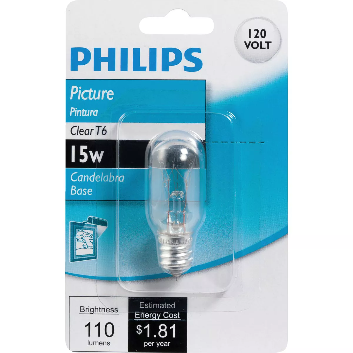 Philips 15W Clear Candelabra T6 Incandescent Exit Sign Light Bulb - photo 2