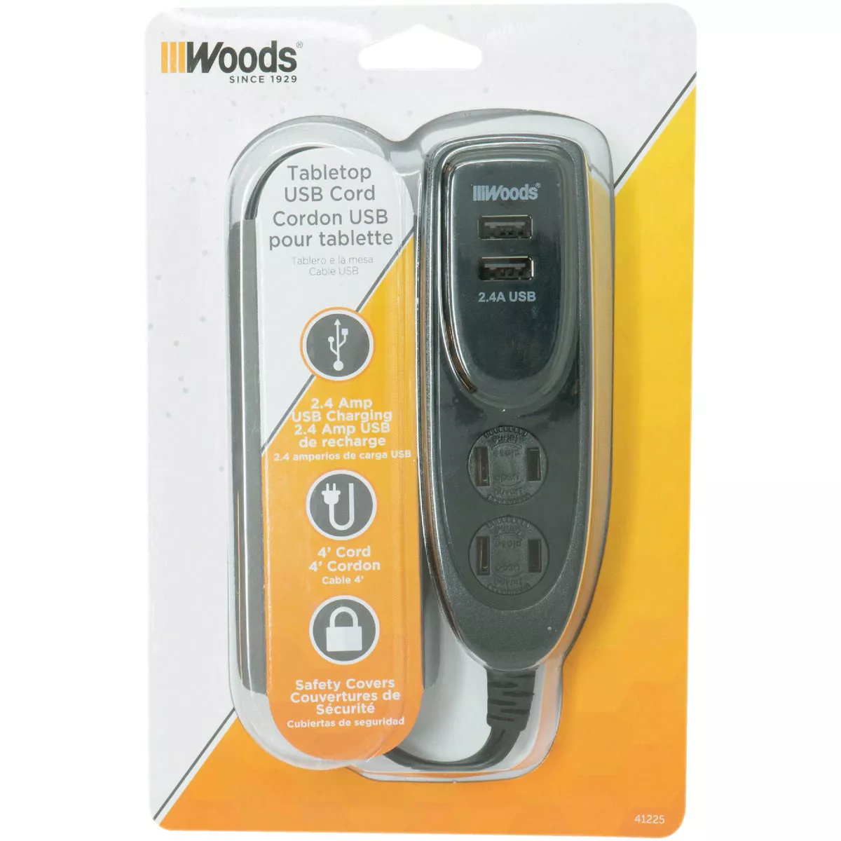 Woods 2 Power & 2 USB Black Desktop USB Charger - photo 2