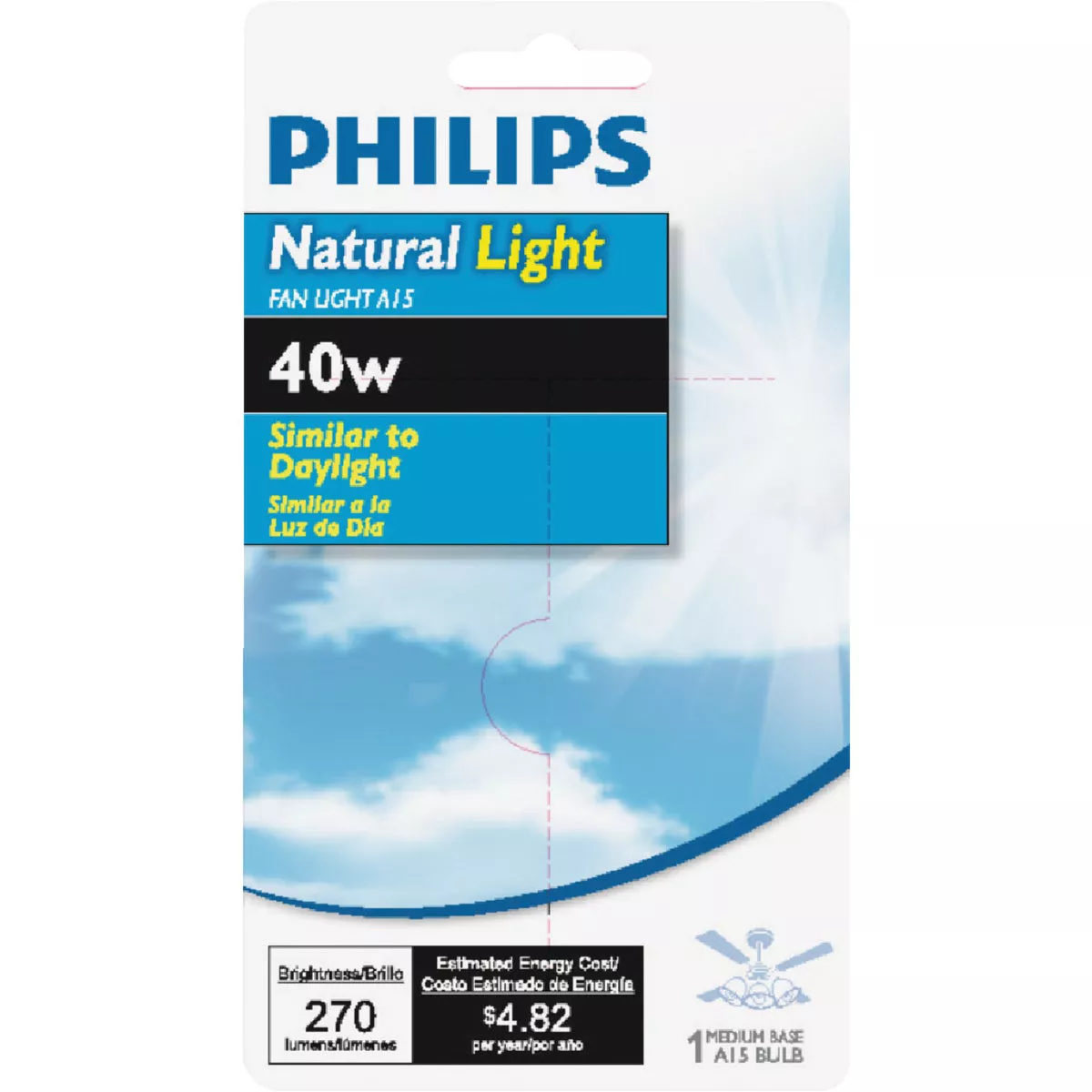 Philips Natural Light 40W Frosted Medium A15 Incandescent Ceiling Fan Light Bulb - photo 2